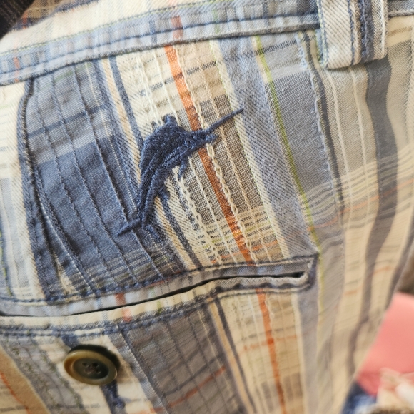 Tommy Bahama Jeans Mens Shorts size 34 Cargo Plaid Blue Silk Cottn Blend - Picture 4 of 5